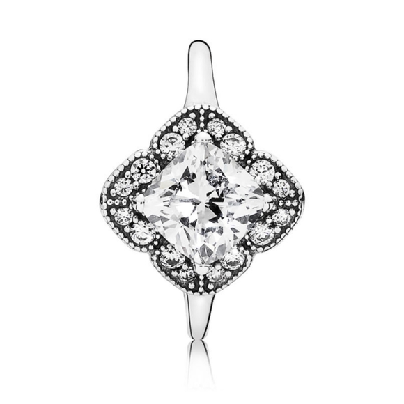 Auth Pandora crystallized floral fancy ring size 5 - Picture 4 of 5